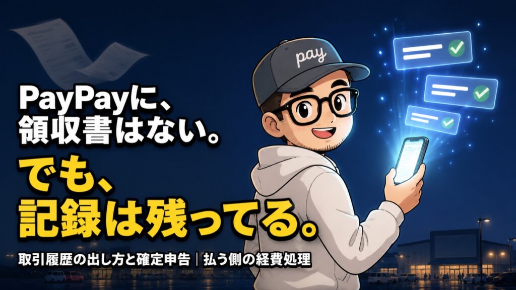 PayPayに領収書はない。でも記録は残ってる。取引履歴の出し方と確定申告、払う側の経費処理を解説する記事のアイキャッチ