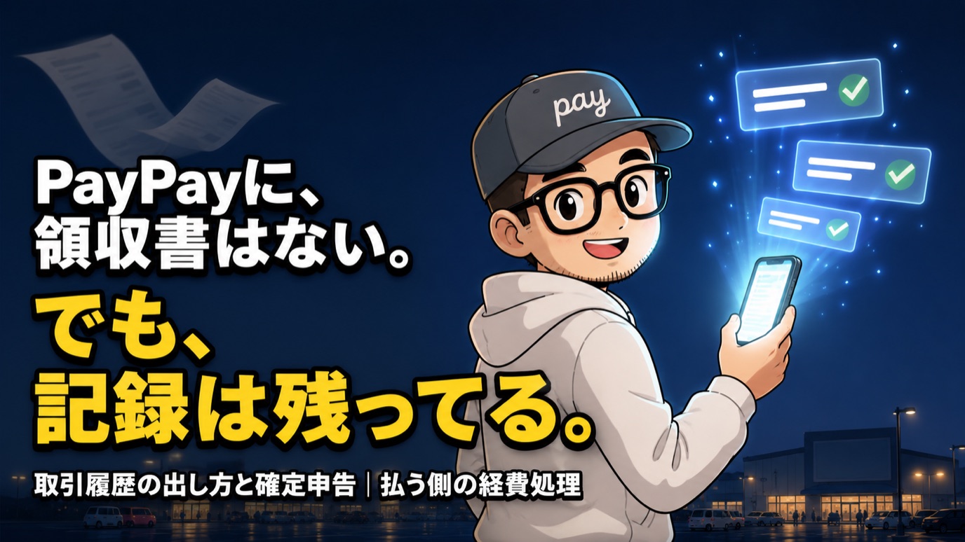PayPayに領収書はない。でも記録は残ってる。取引履歴の出し方と確定申告、払う側の経費処理を解説する記事のアイキャッチ