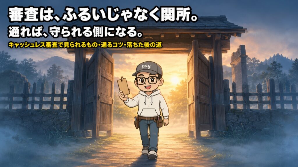 キャッシュレス決済の加盟店審査を関所にたとえたアイキャッチ画像