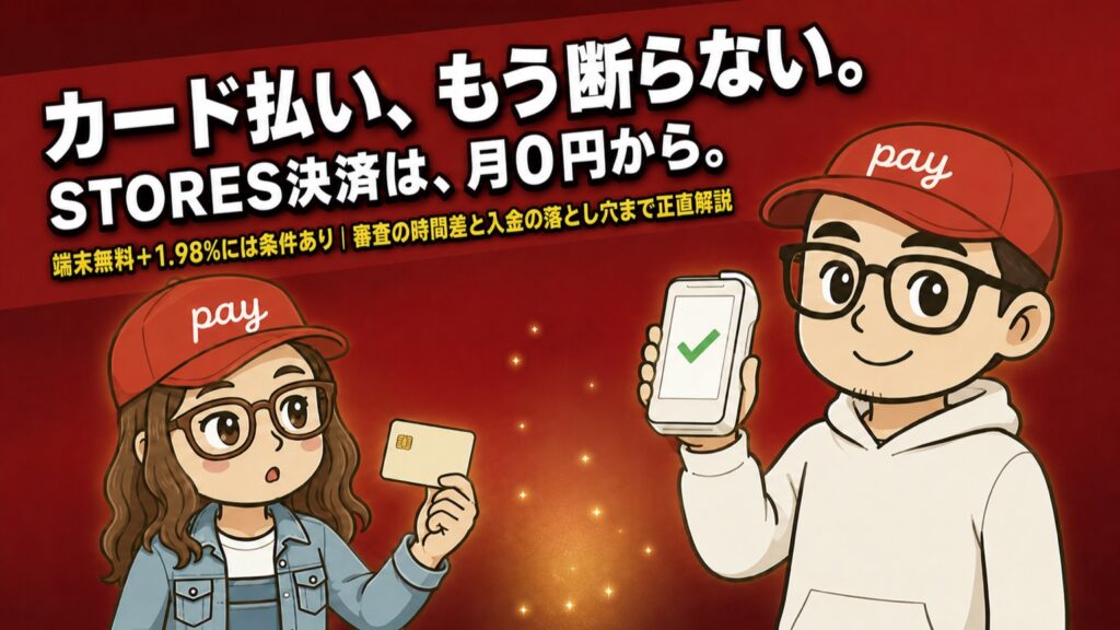 STORES決済（ストアーズ）の手数料と評判・端末無料の条件を職人向けに解説する記事のアイキャッチ