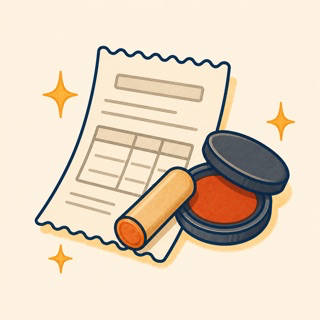 領収書とハンコのイラスト