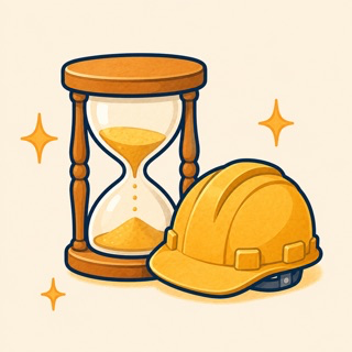 砂時計とヘルメットのイラスト