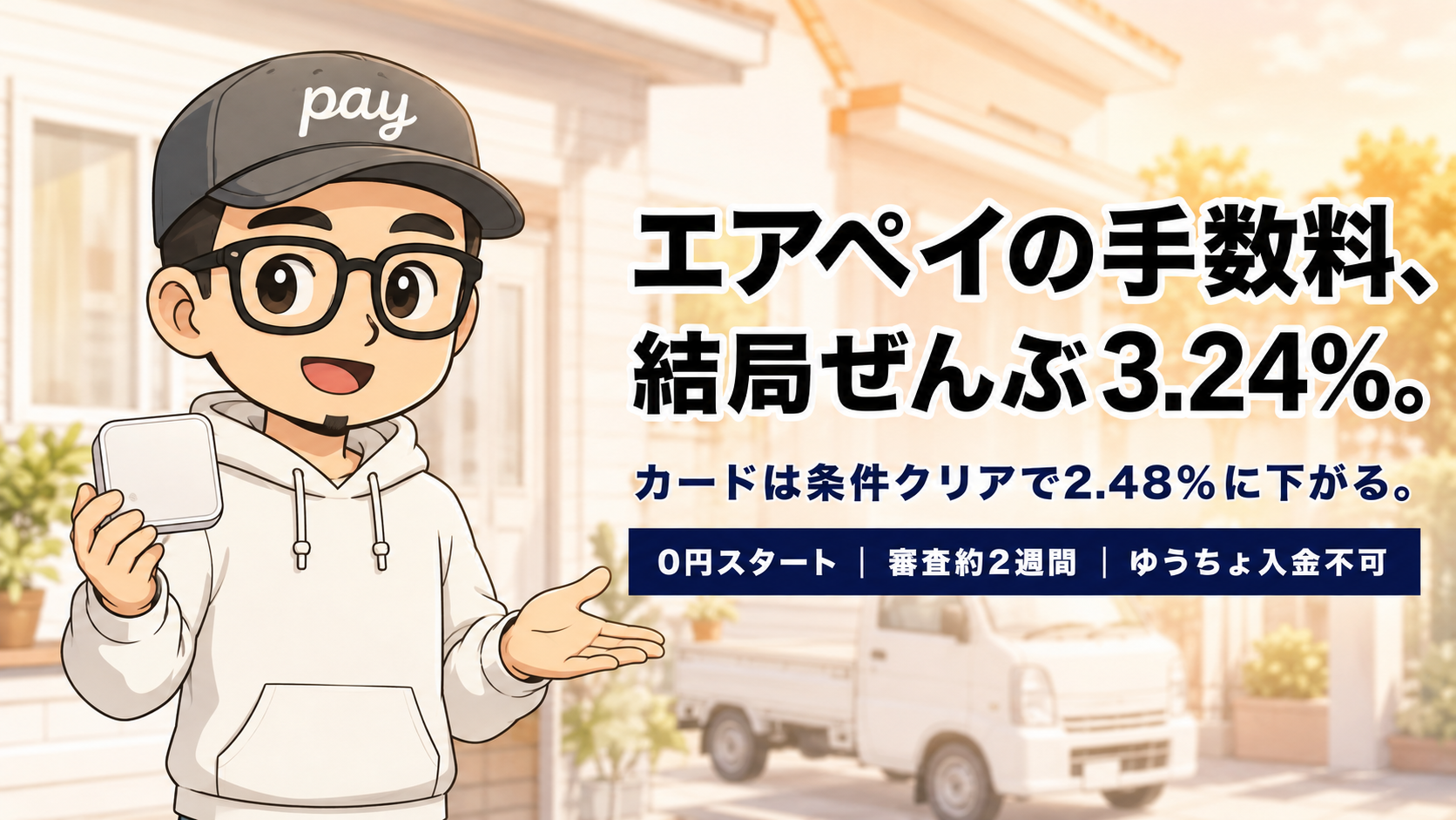 エアペイの手数料は結局3.24%|デメリットと2.48%に下げる条件