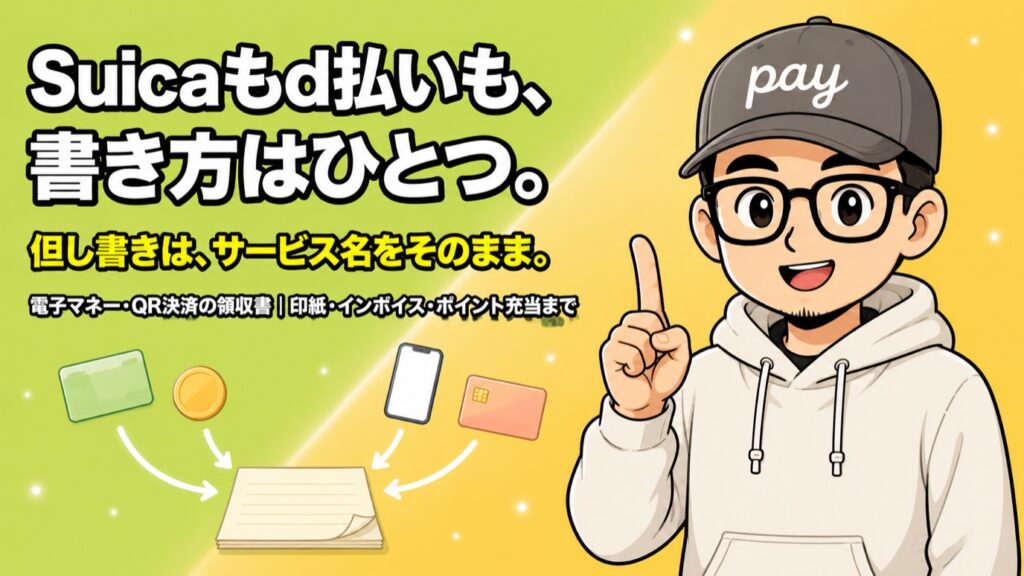 黄緑と琥珀の2色背景で、ゆうペイが人差し指を立てて「書き方はひとつ」と示すアイキャッチ