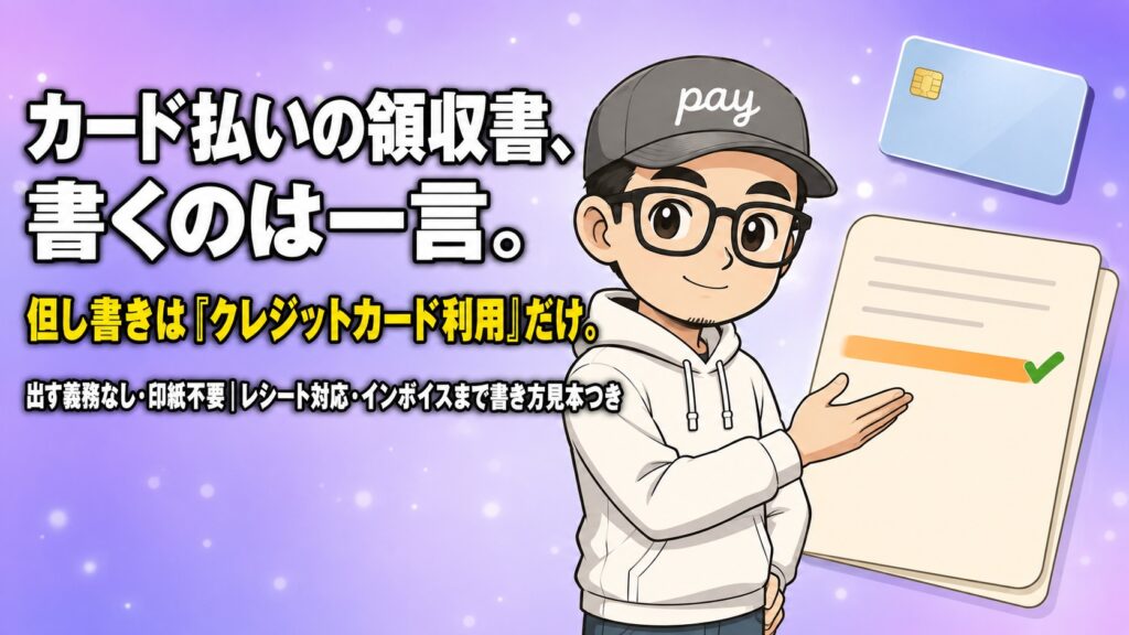 クレジットカード払いの領収書の書き方|但し書きは「カード利用」の一言だけ