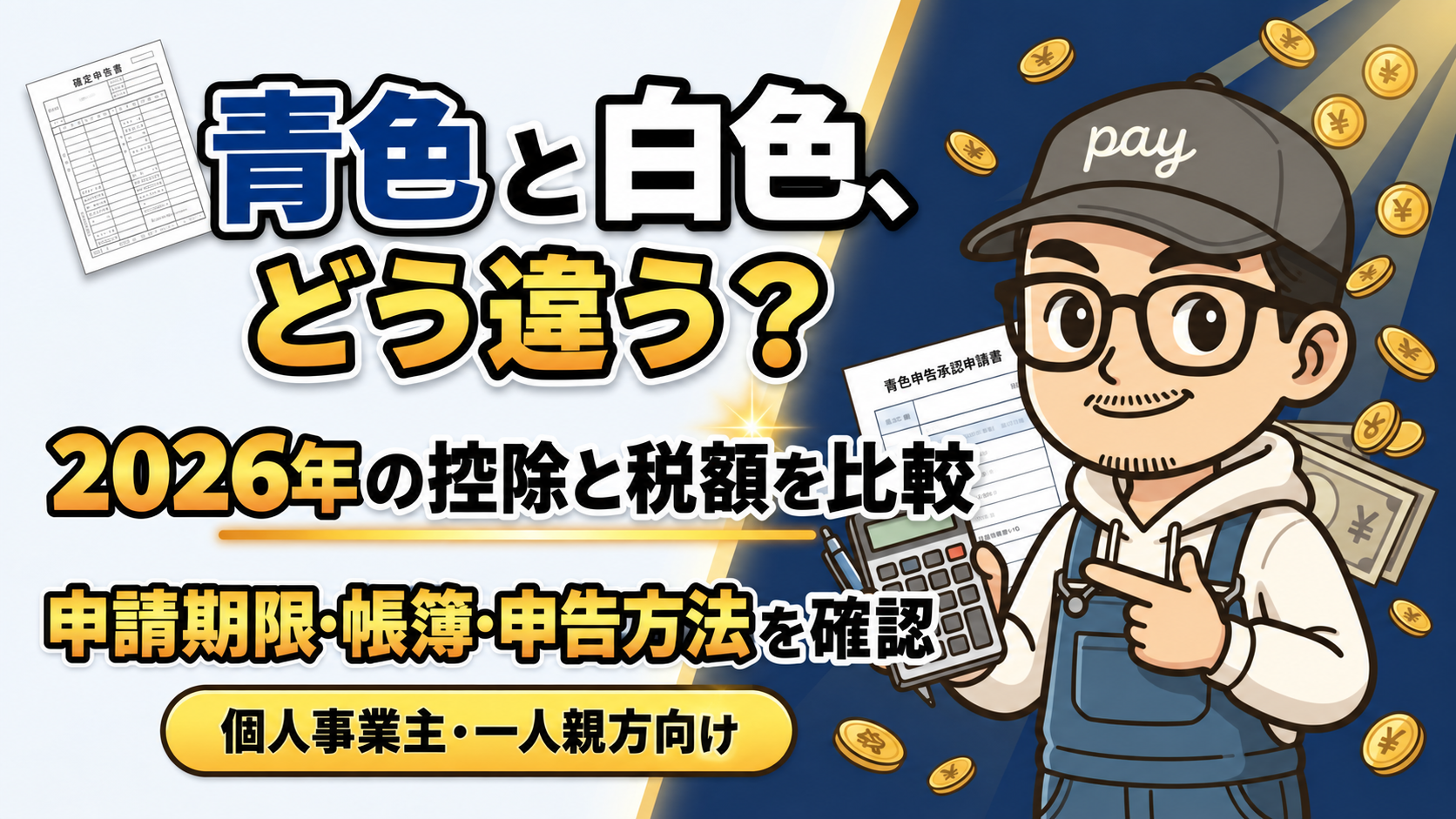青色と白色どう違う?2026年の控除と税額、申請期限・帳簿・申告方法を比較する案内